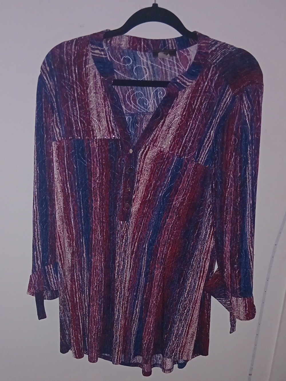 Verarose Women Striped Tunic Blouse- Burgundy & Blue